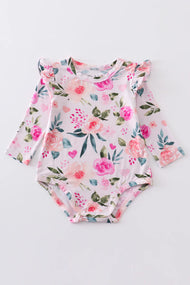 Pink floral print bamboo girl bubble