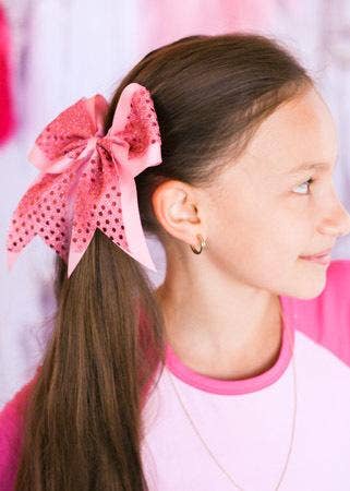 Sequin Cheer Hair Bows: Game Day: Pink
