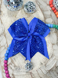 Sequin Cheer Hair Bows: Game Day: Royal Blue