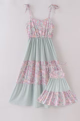 Mommy and Me Garden gingham tiered dress