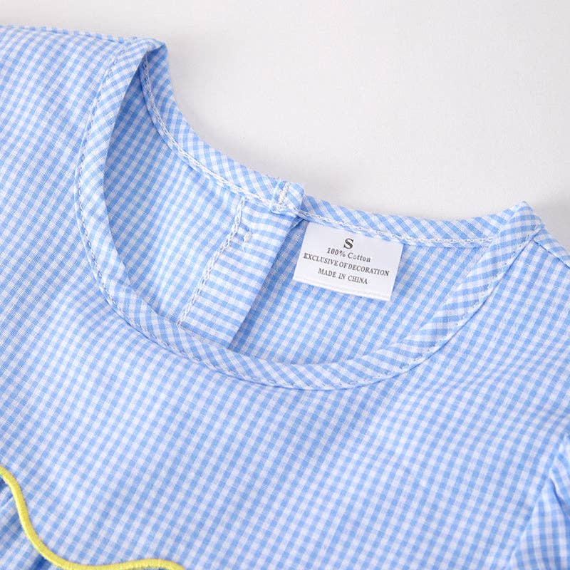 Girls Yellow Blue Back To School Pencil Applique Short Set