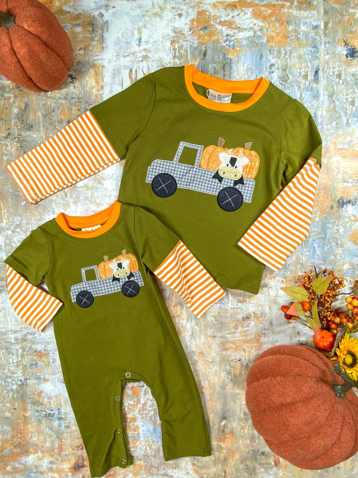 Haulin' Pumpkins Infant Boy's Romper: Fall 2025 Baby Clothes