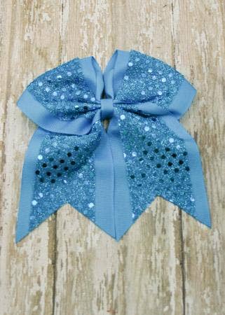 Sequin Cheer Hair Bows: Game Day: Turquoise