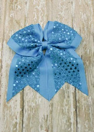 Sequin Cheer Hair Bows: Game Day: Turquoise