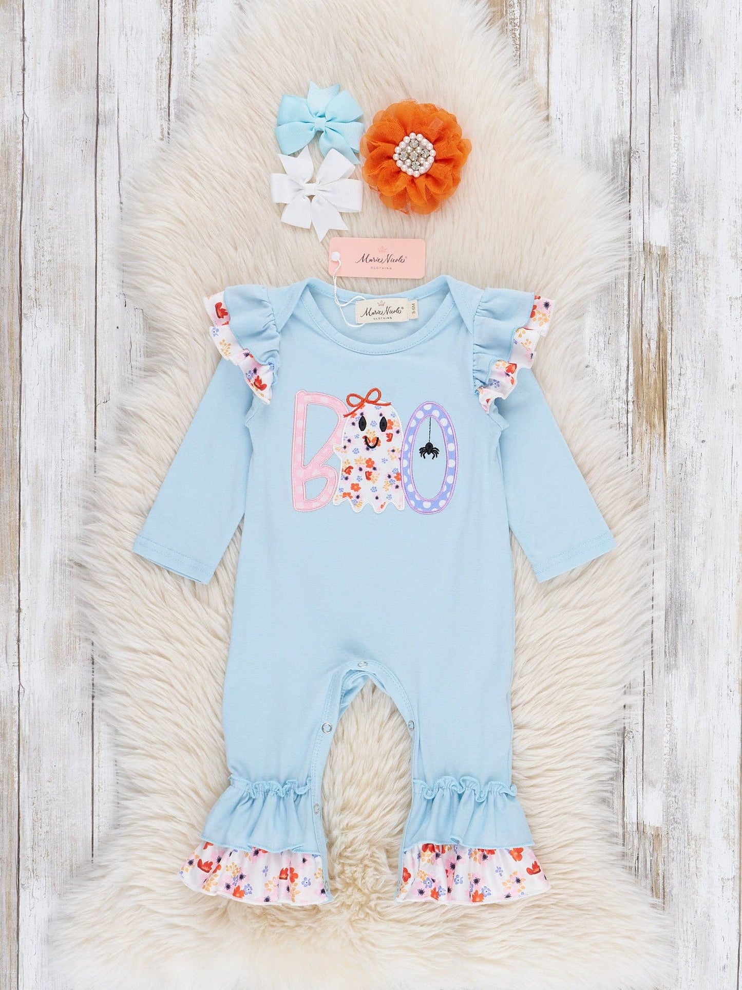 Lil’ Miss Boo Embroidered Ruffle Romper
