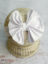 Solid Fabric Bow Headband: White
