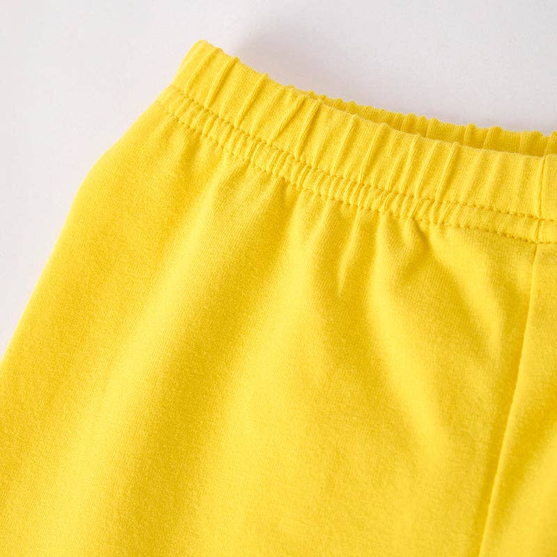 Girls Yellow Blue Back To School Pencil Applique Short Set