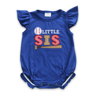 Little Sister baseball embroidery baby boy romper: