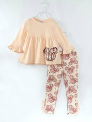 Halloween Pumpkin Ruffle Girl Pant Set