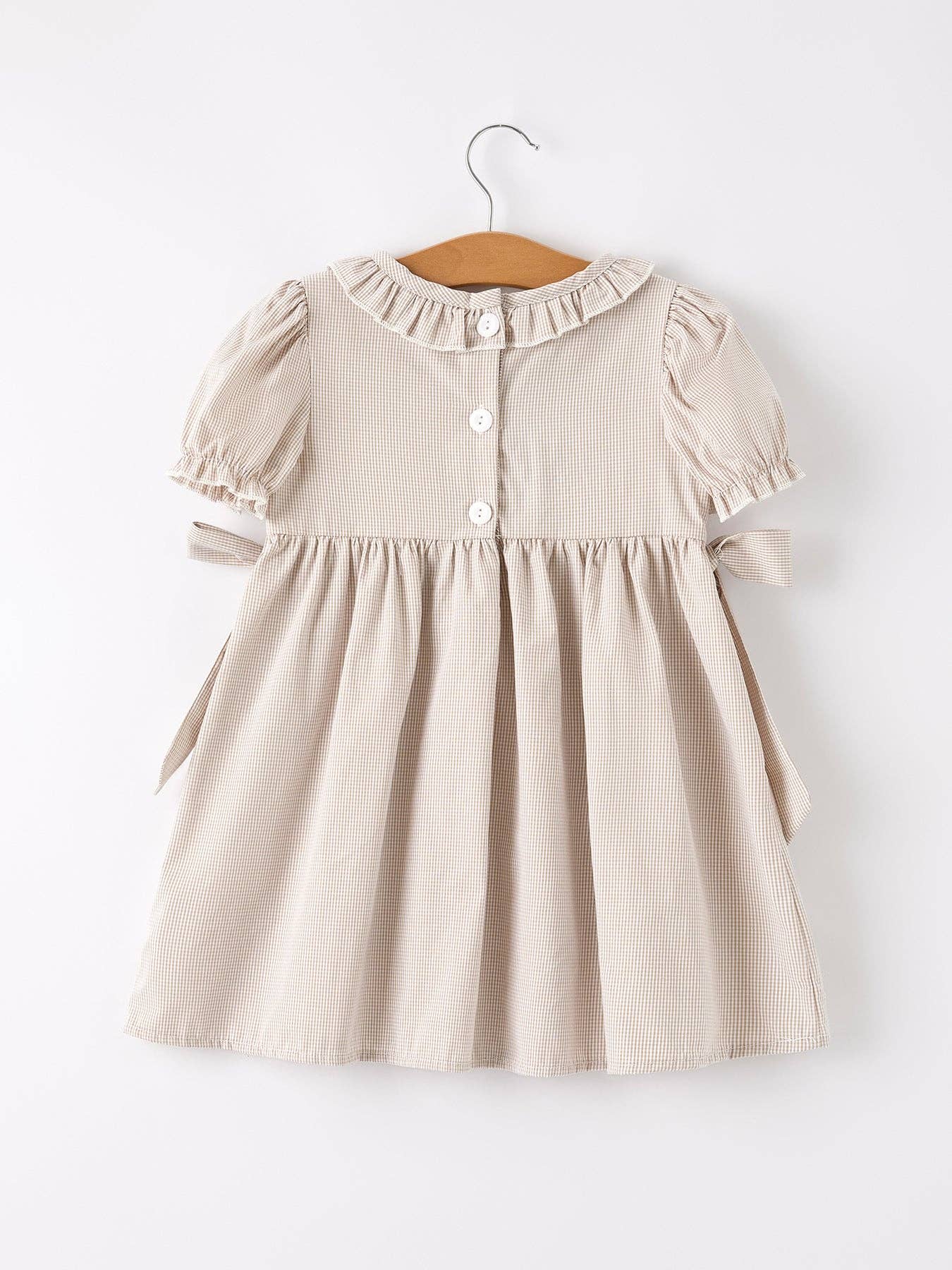 Halloween & Thanksgiving Pumpkin Embroidery Smock Plaid Girls Dress: 6