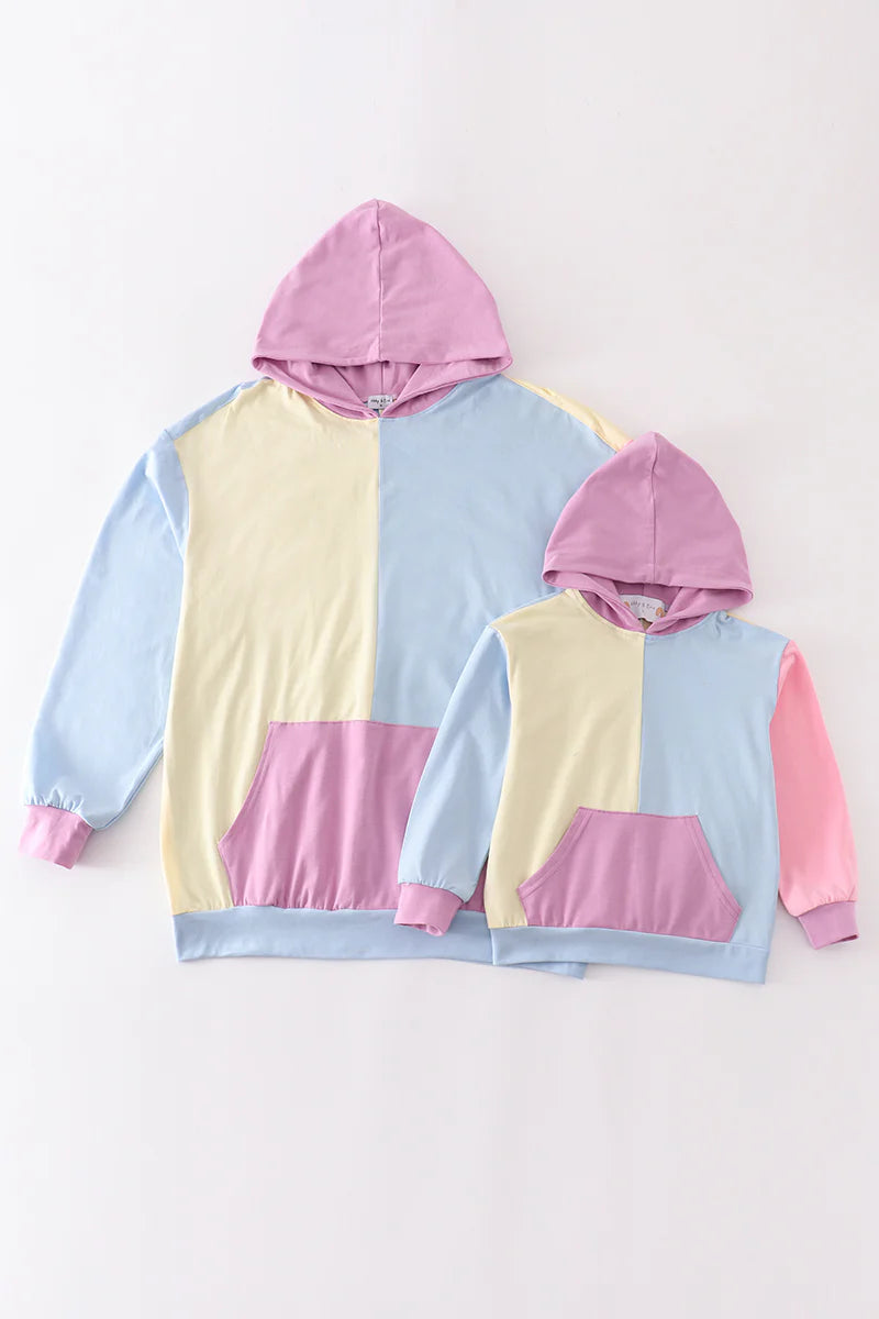 Mommy and Me Multicolored blocks hoodie