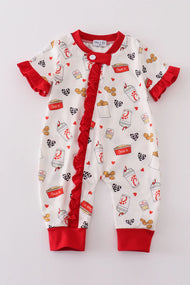 Mommy and Me Red the lord's chicken print girl romper