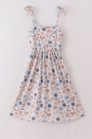 Mommy and Me Blue ocean breeze shells print dress Womens