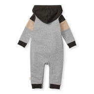 Hooded Color Blocked Jumpsuit: Heather Grey