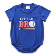 Little brother baseball embroidery baby boy romper: Boy romper