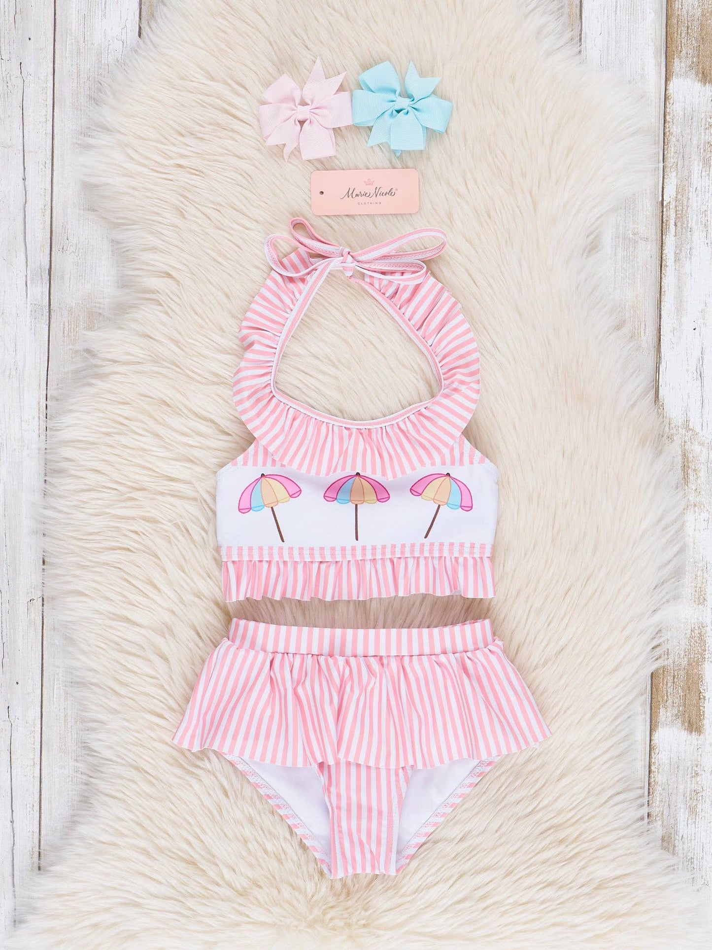 Striped Umbrella 2-Piece Swimsuit