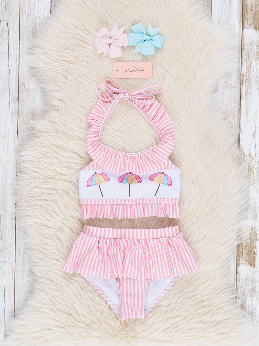 Striped Umbrella 2-Piece Swimsuit