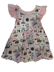 Taylor Swift Print ruffled Sleeve Dress