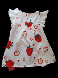 Strawberry  Print Ruffle Sleeve Dress