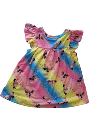 Little Girls Rainbow Butterfly Ruffle Sleeve Dress