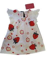 Strawberry  Print Ruffle Sleeve Dress