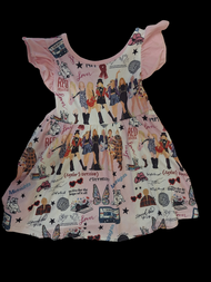 Taylor Swift Print ruffled Sleeve Dress