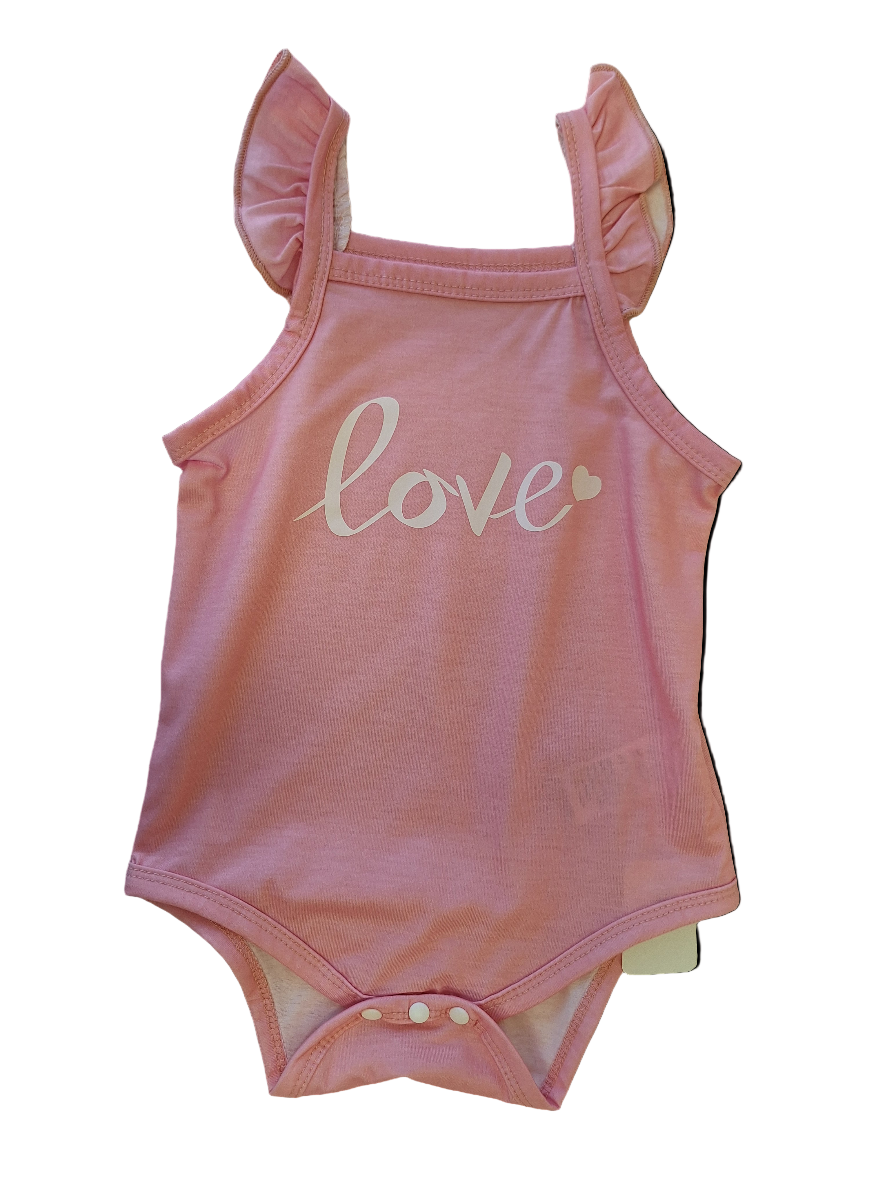 Pink Ruffle Sleeve Roper with  " Love" on the Front