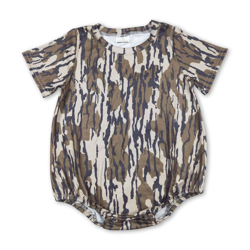 Short sleeves camo print baby boy bubble: Dark Camo