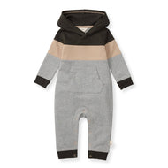 Hooded Color Blocked Jumpsuit: Heather Grey