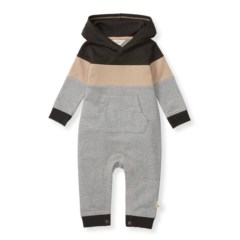 Hooded Color Blocked Jumpsuit: Heather Grey