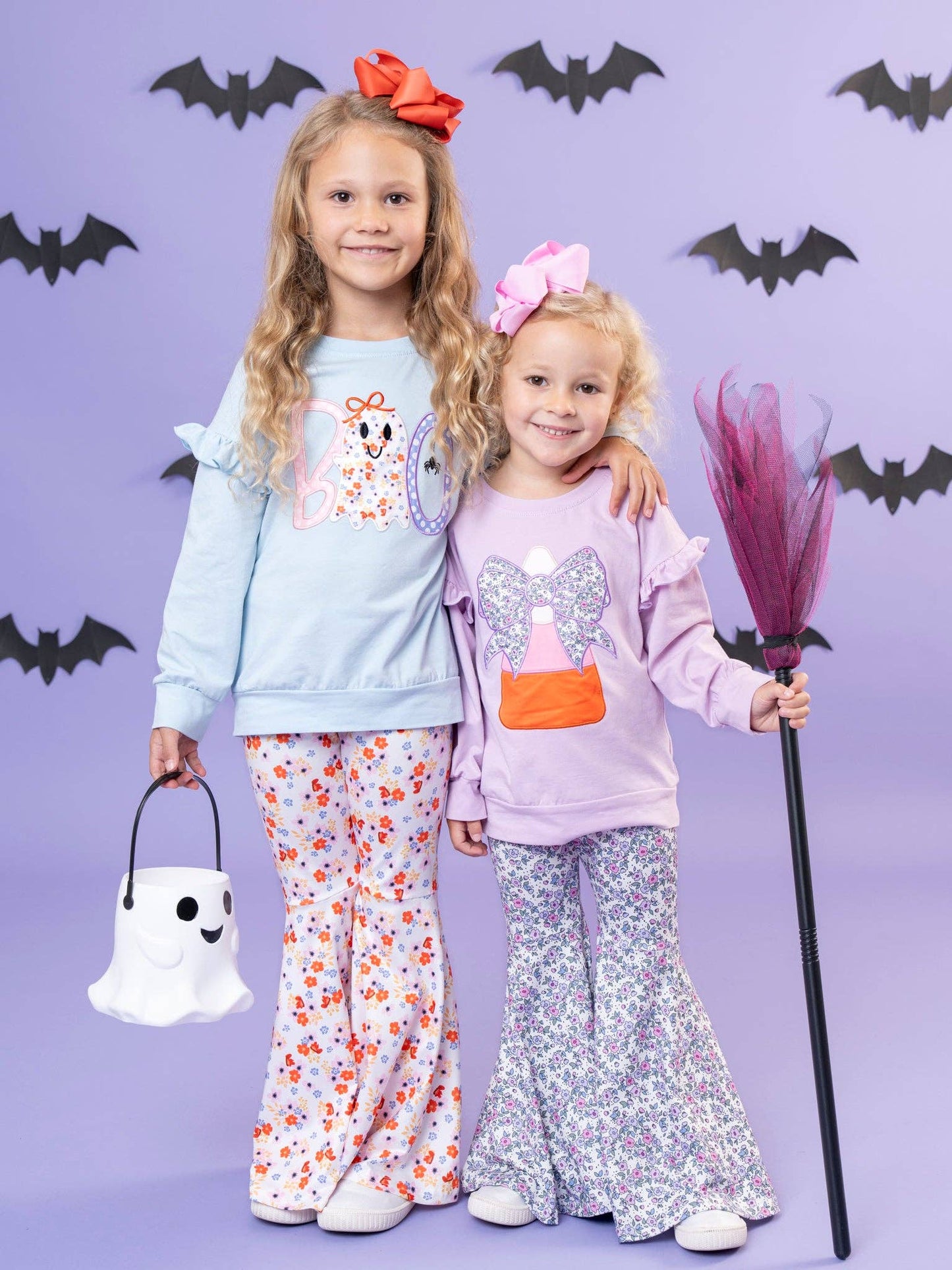 Lil’ Miss Boo Embroidered Ruffle Bell Bottom Outfit