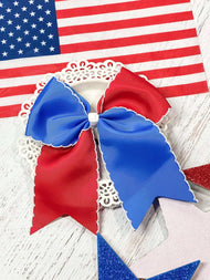 Red White & Blue Moonstitch Cheer Bow