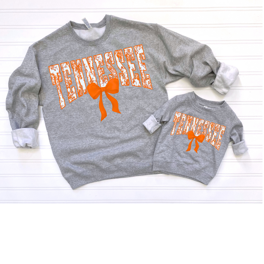 Tennessee floral bow Gildan sweatshirt/tee adult and kids