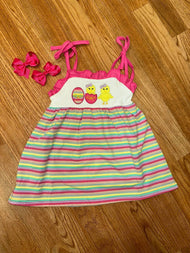 Pink Striped with Embroidered Chics