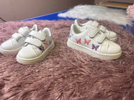 White with Pink and Purple Butterfly Tennis Shoes