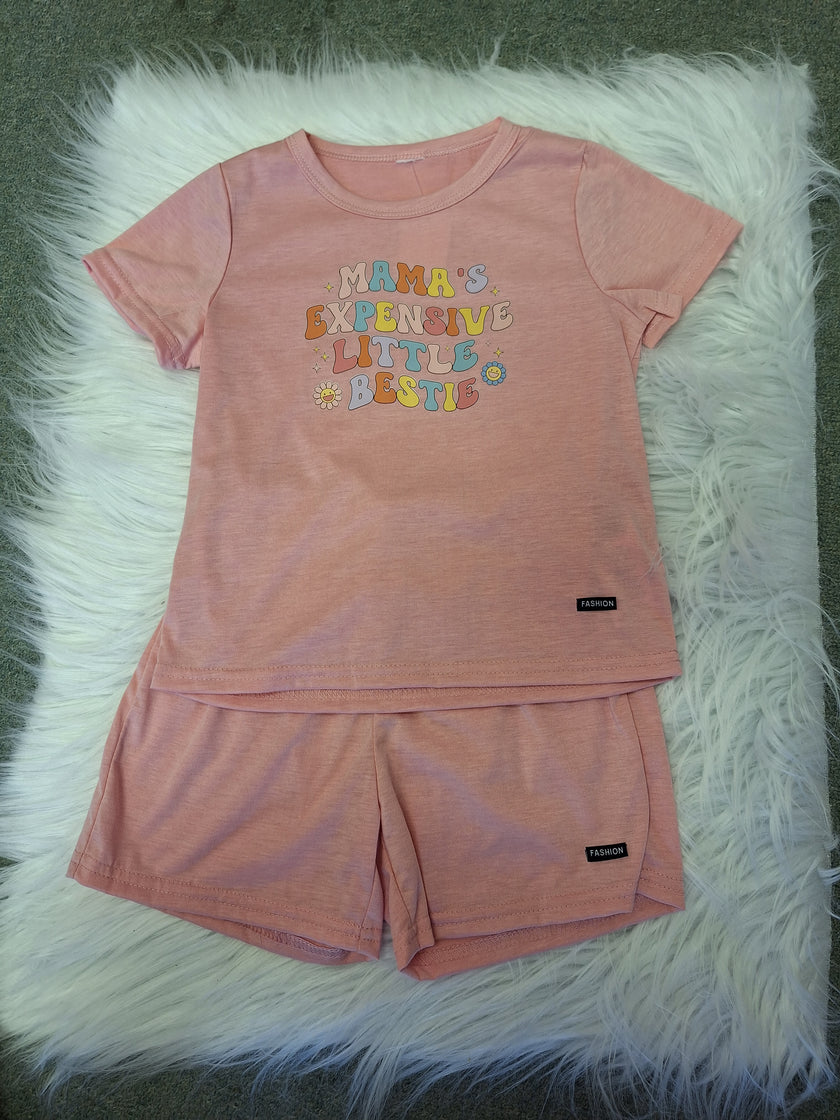 2 PCS Pink Short Set