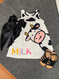 Girls Cow Print Dress