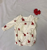 White with Red Elephants Girls Romper